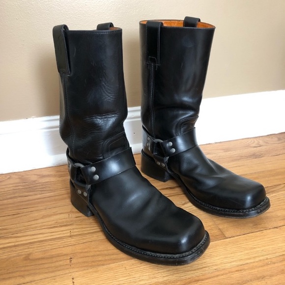 Unisex Frye Black Moto Motorcycle Harness Boots - Picture 6 of 7